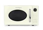 Nostalgia Retro 1000W Microwave Oven 1.1 Cu Ft Capacity – Child Safety Lock, 8 Auto-Cook Settings – Countertop Kitchen Appliance – Ivory