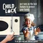 Nostalgia Retro 1000W Microwave Oven 1.1 Cu Ft Capacity – Child Safety Lock, 8 Auto-Cook Settings – Countertop Kitchen Appliance – Ivory