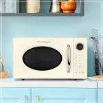 Nostalgia Retro 1000W Microwave Oven 1.1 Cu Ft Capacity – Child Safety Lock, 8 Auto-Cook Settings – Countertop Kitchen Appliance – Ivory