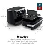 Ninja Foodi 6-in-1 FlexBasket Air Fryer with 7-QT MegaZone & Basket Divider for Large Proteins & Full Meals, Smart Finish Cook 2 Foods 2 Ways, Family Sized Capacity, Air Fry, Roast & More, Black DZ071