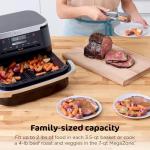 Ninja Foodi 6-in-1 FlexBasket Air Fryer with 7-QT MegaZone & Basket Divider for Large Proteins & Full Meals, Smart Finish Cook 2 Foods 2 Ways, Family Sized Capacity, Air Fry, Roast & More, Black DZ071