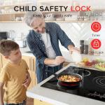 Noxton Electric Cooktop 30 Inch Electric Stove 5 Burners, Built-in Electric Ceramic Cooktop, 9 Heating Level, Pause, Timer, Child Safety Lock, Triple Ring, 220V Hardwire