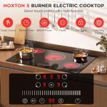 Noxton Electric Cooktop 30 Inch Electric Stove 5 Burners, Built-in Electric Ceramic Cooktop, 9 Heating Level, Pause, Timer, Child Safety Lock, Triple Ring, 220V Hardwire