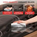 Noxton Electric Cooktop 30 Inch Electric Stove 5 Burners, Built-in Electric Ceramic Cooktop, 9 Heating Level, Pause, Timer, Child Safety Lock, Triple Ring, 220V Hardwire