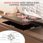 Noxton Electric Cooktop 30 Inch Electric Stove 5 Burners, Built-in Electric Ceramic Cooktop, 9 Heating Level, Pause, Timer, Child Safety Lock, Triple Ring, 220V Hardwire