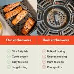 bella 6 Qt Slim Air Fryer, Fits-anywhere™ Kitchenware, EverGood™ Ceramic Nonstick Coating, Adjustable Temperature, 6 Preset Cooking Options, 60 Min Auto Shutoff w Audible Tone, 5lb Capacity, Surf