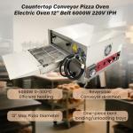 WYDDDARY Conveyor Pizza Oven 32~572°F Commercial Conveyor 12" Belt Baking Electric Oven for Pizzerias, Cafes, and Fast-food Restaurants AC220V 1PH