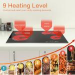 Davivy 30 Inch Electric Cooktop 4 Burners, Built-in Electric Stovetop -Timer & Child Safety Lock,9 Heating Level,Over Temperature Protection,Sensor Touch Control,220~240V Hard Wire,7200W