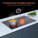 Davivy 30 Inch Electric Cooktop 4 Burners, Built-in Electric Stovetop -Timer & Child Safety Lock,9 Heating Level,Over Temperature Protection,Sensor Touch Control,220~240V Hard Wire,7200W