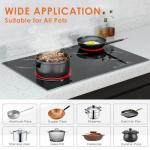 Davivy 30 Inch Electric Cooktop 4 Burners, Built-in Electric Stovetop -Timer & Child Safety Lock,9 Heating Level,Over Temperature Protection,Sensor Touch Control,220~240V Hard Wire,7200W