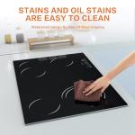 Davivy 30 Inch Electric Cooktop 4 Burners, Built-in Electric Stovetop -Timer & Child Safety Lock,9 Heating Level,Over Temperature Protection,Sensor Touch Control,220~240V Hard Wire,7200W