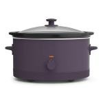 bella 6.0 Qt Manual Slow Cooker, Ceramic Nonstick Coating, 3 Temperature Settings, Dishwasher Safe Stoneware Pot and Tempered Glass Lid, Cool Touch Handles & Tangle Free Cord Wrap, Plum