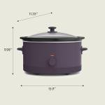 bella 6.0 Qt Manual Slow Cooker, Ceramic Nonstick Coating, 3 Temperature Settings, Dishwasher Safe Stoneware Pot and Tempered Glass Lid, Cool Touch Handles & Tangle Free Cord Wrap, Plum