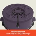 bella 6.0 Qt Manual Slow Cooker, Ceramic Nonstick Coating, 3 Temperature Settings, Dishwasher Safe Stoneware Pot and Tempered Glass Lid, Cool Touch Handles & Tangle Free Cord Wrap, Plum