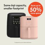 bella 6 Qt Slim Air Fryer, Fits-anywhere™ Kitchenware, EverGood™ Ceramic Nonstick Coating, Adjustable Temperature, 6 Preset Cooking Options, 60 Min Auto Shutoff w Audible Tone, 5lb Capacity, Blossom