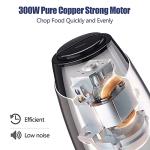 Homeleader Electric Food Chopper, 300W Stainless Steel Blade, Food Processor with 2L Glass Bowl, 2S Fast Shredding for Meat, Vegetables, Fruits and Nuts, Dishwasher Safe, Quiet Motor with 4 Blades