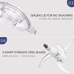 Homeleader Electric Food Chopper, 300W Stainless Steel Blade, Food Processor with 2L Glass Bowl, 2S Fast Shredding for Meat, Vegetables, Fruits and Nuts, Dishwasher Safe, Quiet Motor with 4 Blades