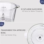 Homeleader Electric Food Chopper, 300W Stainless Steel Blade, Food Processor with 2L Glass Bowl, 2S Fast Shredding for Meat, Vegetables, Fruits and Nuts, Dishwasher Safe, Quiet Motor with 4 Blades