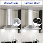 FIREGAS Range Hood 30 inch, Wall Mount Range Hood with LED Lights, 3-Speed Exhaust Fan, Ducted/Ductless Convertible, Aluminum Mesh Filters, Button Controls, Stainless Steel Kitchen Vent Hood