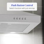 FIREGAS Range Hood 30 inch, Wall Mount Range Hood with LED Lights, 3-Speed Exhaust Fan, Ducted/Ductless Convertible, Aluminum Mesh Filters, Button Controls, Stainless Steel Kitchen Vent Hood