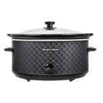 West Bend Slow Cooker 6-Quart Manual Crockery Style with Dishwasher Safe Oval Ceramic Crockpot and Glass Lid Two Temperature Settings Plus Keep Warm, 330-Watts, Black