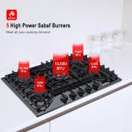 GASLAND 30 Inch Gas Cooktop Black, 5 Burner Propane Stove Top, Built-in NG/LPG Convertible Gas Cooktops, Plug-in with Thermocouple Protection, Black