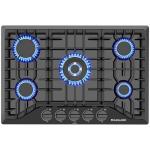 GASLAND 30 Inch Gas Cooktop Black, 5 Burner Propane Stove Top, Built-in NG/LPG Convertible Gas Cooktops, Plug-in with Thermocouple Protection, Black