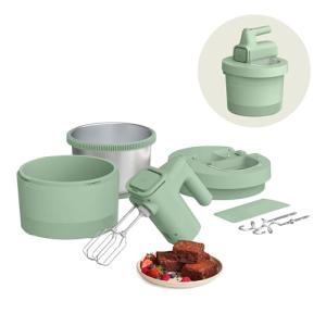 bella 3.5 Qt Hand & Stand Mixer, 2 in 1 Electric Mixer with Bowl, Dough Hook, Whisk & Egg Beater, Multifunctional Handheld Mixer for Baking, 200 Watt, Seaglass