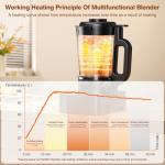 Blenders for Kitchen with Glass Jar, PRASKY 1500W Professional Heating Blender 55oz, 25000 RPM High Speed Protein Shake, Smoothies Blender Keep Warm, Auto Clean for Food Soups Sauces