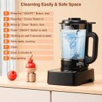 Blenders for Kitchen with Glass Jar, PRASKY 1500W Professional Heating Blender 55oz, 25000 RPM High Speed Protein Shake, Smoothies Blender Keep Warm, Auto Clean for Food Soups Sauces