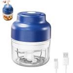 Electric Garlic Chopper, Mini Portable Veggie Chopper, Rechargeable Cordless Food Chopper for Fruits Vegetables, One Touch Operation, Easy Clean Kitchen Helper (Blue)