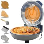 ECUMFFY Pizza Oven Indoor, 12 Inch Retro Pizza Maker, Rapid Heating 800˚F, 1200W Glazed Ceramic Stone Electric Pizza Cooker, Two-button Precise Temperature Control, Viewing Window for Precise Cooking