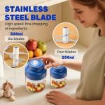 Electric Garlic Chopper, Mini Portable Veggie Chopper, Rechargeable Cordless Food Chopper for Fruits Vegetables, One Touch Operation, Easy Clean Kitchen Helper (Blue)