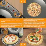 ECUMFFY Pizza Oven Indoor, 12 Inch Retro Pizza Maker, Rapid Heating 800˚F, 1200W Glazed Ceramic Stone Electric Pizza Cooker, Two-button Precise Temperature Control, Viewing Window for Precise Cooking