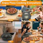 ECUMFFY Pizza Oven Indoor, 12 Inch Retro Pizza Maker, Rapid Heating 800˚F, 1200W Glazed Ceramic Stone Electric Pizza Cooker, Two-button Precise Temperature Control, Viewing Window for Precise Cooking