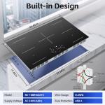 36 Inch Electric Induction Cooktop 5 Burners, 10800W Built-in Induction Stove Top with Double Bridge Function, Booster, Timer, Child Lock, Sensor Touch Control, 240V/50A, No Plug