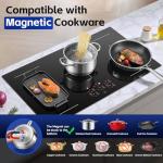 36 Inch Electric Induction Cooktop 5 Burners, 10800W Built-in Induction Stove Top with Double Bridge Function, Booster, Timer, Child Lock, Sensor Touch Control, 240V/50A, No Plug