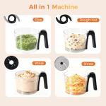 Sweetcrispy 300W Food Processor with Blender & Dough Tool, Electric Mini Food Chopper for Meat, Vegetables, Dough, Puree & Shredding, 2 Speeds, Sharp Blades, Safety Lock – 1.5L Glass Jar
