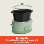 bella 6.0 Qt Programmable Slow Cooker, Ceramic Nonstick Coating, Adjustable Temperature & Cooking Times, Dishwasher Safe Stoneware Pot & Tempered Glass Lid, Tangle Free Cord Wrap, Seaglass