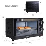 Total Chef Toaster Oven - 4 Slice Toaster Compact Size Conventional Countertop Kitchen Appliance Pequeños Tostador Horno Toast Bread Slices, Bagels, Bake, Pizza, Broil, Black