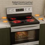 Empava 30" Electric Range,4.8 Cu.Ft Oven, Radiant Ceramic Cooktop, 4 Elements, Steam Clean, Freestanding & Slide-in Stove,Stainless Steel, 240V
