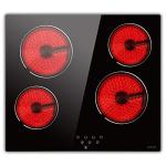 Noxton 24 Inch Electric Cooktop 4 Burners Electric Stove, Built-in Ceramic Cooktop with Touch Control Child Lock Timer Easy To Clean with Hard Wire 6000W 240V