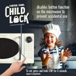 Nostalgia Retro 700W Microwave Oven 0.7 Cu Ft Capacity – Child Safety Lock, 8 Auto-Cook Settings – Countertop Kitchen Appliance – Ivory