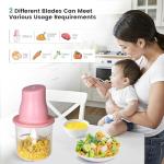Electric Chicken Shredder, Automatic Food Chopper with Chicken Breast Shredder & Meat Grinder, 2 Sets of Blades for Chicken/Pork/fish/Vegetable/Baby Food (Pink)