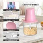 Electric Chicken Shredder, Automatic Food Chopper with Chicken Breast Shredder & Meat Grinder, 2 Sets of Blades for Chicken/Pork/fish/Vegetable/Baby Food (Pink)