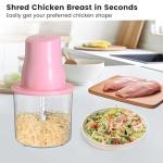 Electric Chicken Shredder, Automatic Food Chopper with Chicken Breast Shredder & Meat Grinder, 2 Sets of Blades for Chicken/Pork/fish/Vegetable/Baby Food (Pink)