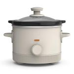 bella 1.5 Qt Slow Cooker with 3 Heat Manual Control, Ceramic Nonstick Coating, Dishwasher Safe Stoneware Pot and Tempered Glass Lid, Tangle Free Cord Wrap & Cool Touch Handles, Oatmilk