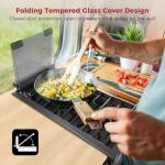 CAMPLUX Classic RV Cooktop 2 Burners Slide-in, Propane Cooktop Stove with Tempered Glass Cover, 12 Inches Propane Rangetop with Blue Indicator Light, 13,000BTU, Black RGH12IB