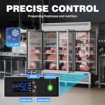 Coolski Commercial Freezer 82" W, 72 Cu.ft Stainless Steel Reach In Upright Freezer 3 Door, Auto-Defrost, 12 Adjustable Shelves, -13 to -5℉ Temp Control, LED Light, 5 Wheels