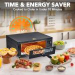 Electric Pizza Oven Indoor Countertop Pizza Oven with Viewing Window, 12 Inch Stainless Steel Electric Countertop Pizza Maker for Fast Baking, Kitchen, Restaurant, Home Use, 1100W, Black